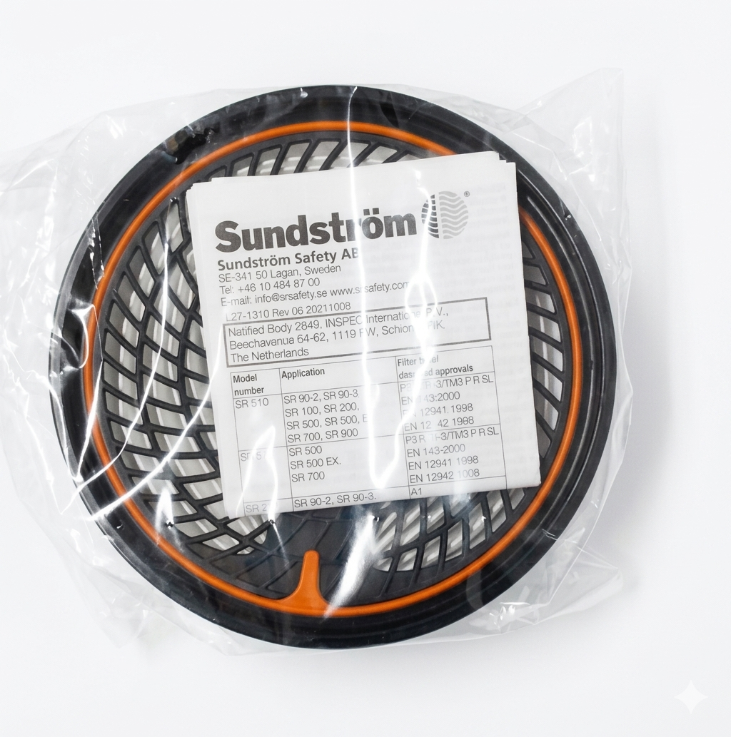 Sundstrom,filter sr510,SR100 S/M,Hafl Mask,หน้ากากครึ่งหน้ากรองฝุ่น99.99ไส้กรองเคมีไส้กรองอนุภาค SR 510 P3 R